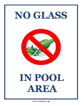 No Glass in Pool Area Sign