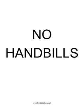 No Handbills Sign