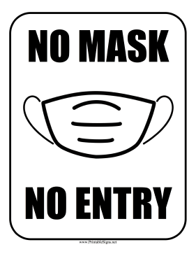 No Mask No Entry Sign