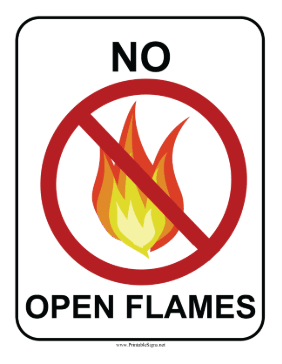 No Open Flames Sign Sign