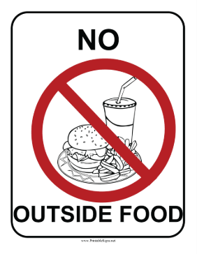 No Outside Food Sign Sign
