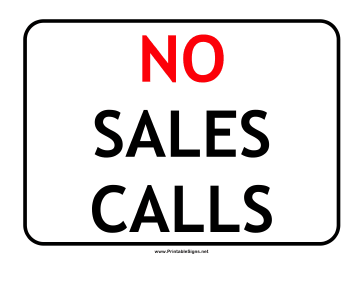 No Sales Calls Sign