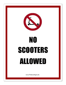 No Scooters Allowed Sign