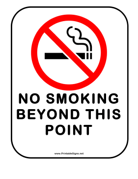 No Smoking Beyond This Point Sign