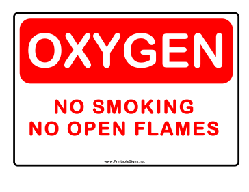 No Smoking Oxygen Alert Sign