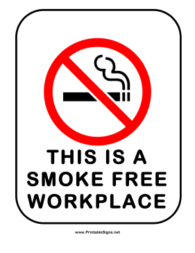 No Smoking Smoke Free Workplace Sign