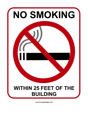 No Smoking within 25 Feet Sign