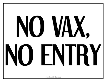 No Vax No Entry Sign