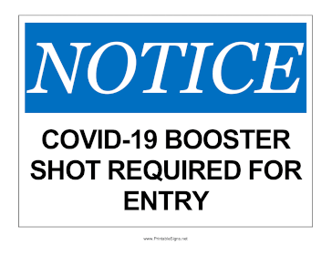 Notice Booster Shot Required Sign