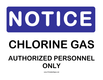 Notice Chlorine Gas Sign
