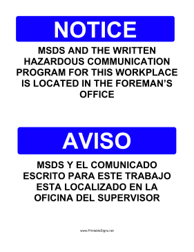 Material Safety Data Sheets Bilingual Sign