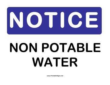 Notice Non Potable Water Sign