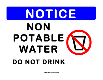Non Potable Water Sign