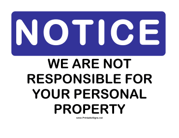 Notice Personal Property Sign