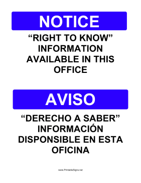 Right To Know Bilingual Sign