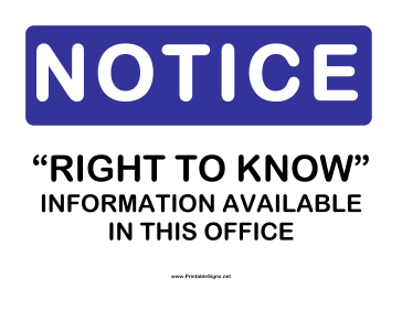 Notice Right to Know Sign