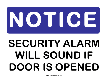Notice Security Alarm Sign