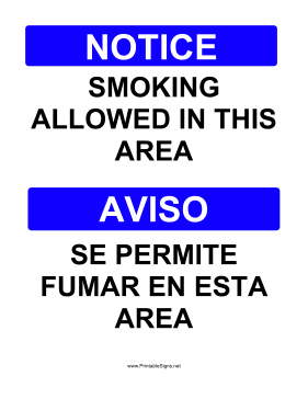 Smoking Allowed Bilingual Sign