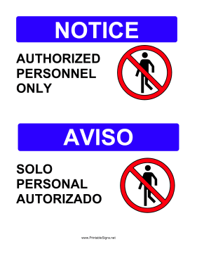 Symbol Personnel Bilingual Sign