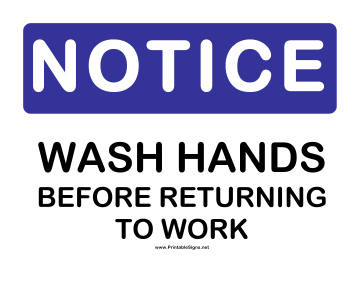 Notice Wash Hands Sign