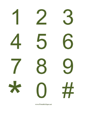 Numbers Green on White Sign
