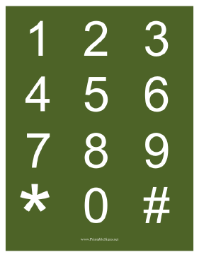 Numbers White on Green Sign