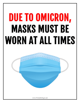 Omicron Mask Requirement Sign