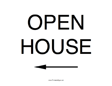 Open House Left Sign