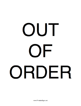 Out Of Order - Portrait Sign