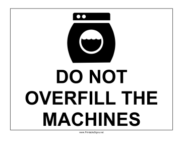 Overfill Washing Machine Sign