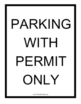 Park With Permit Only Sign