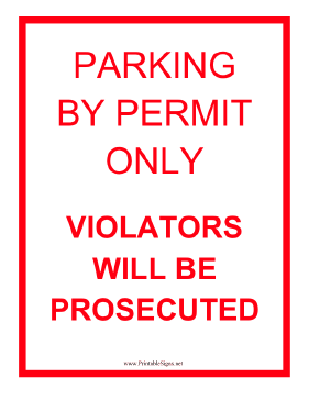 Parking by Permit Only Sign