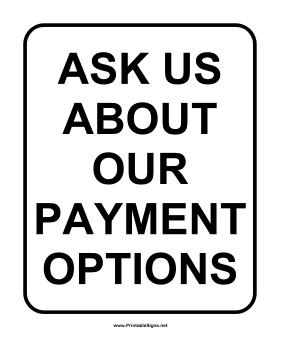 Payment Options Sign