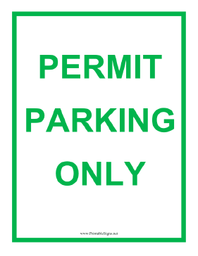 Permit Parking Only Sign