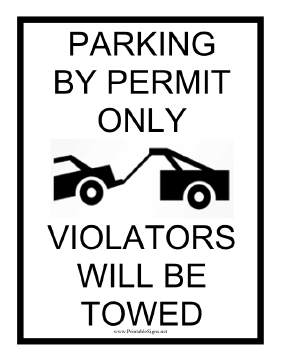 Permit Parking Tow Warning Sign