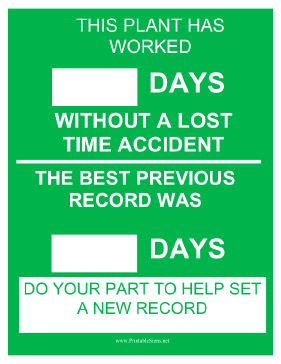 Plant Safety Record Sign