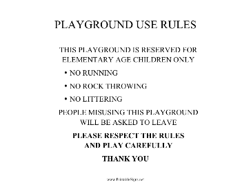 Playground Elementary Age Children Sign