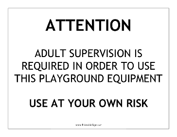 Playground Equipment Sign