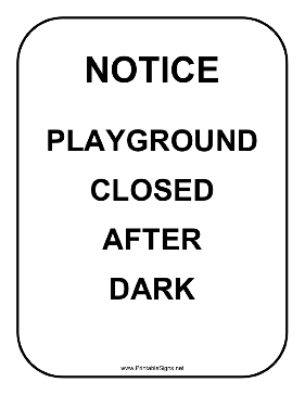 Playground Notice Sign