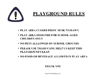 Playground Use Rules Sign