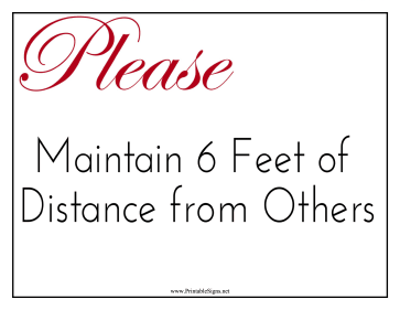 Please Maintain Distance Sign