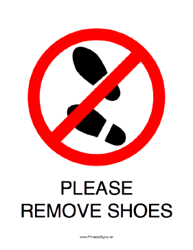 Please Remove Shoes Sign