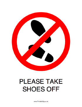 Please Take Shoes Off Sign