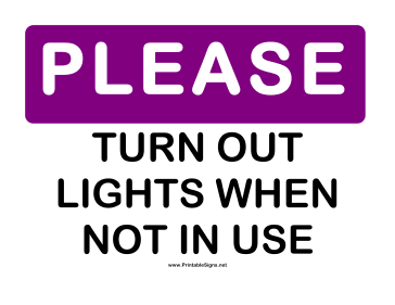 Please Turn Out Lights Sign