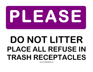 Please do Not Litter Sign
