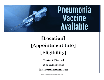 Pneumonia Vaccine Available Sign