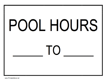 Pool Hours Sign