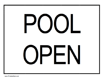 Pool Open Sign