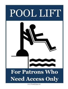 Pool Lift Sign