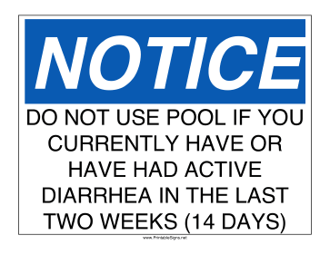 Pool Sign Diarrhea Sign